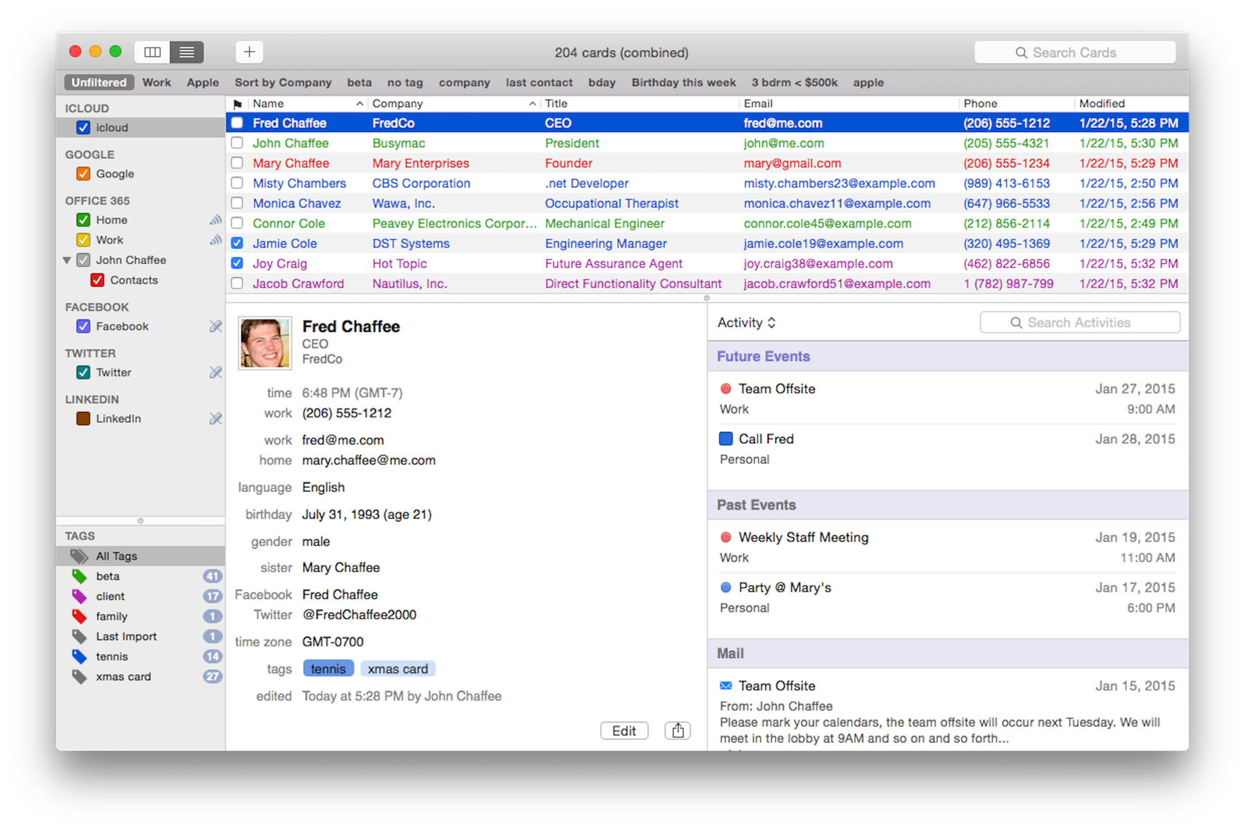 outlook for mac manage contacts